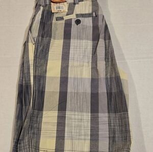 Op Flex Mens 4 Way Stretch Shorts Size 38 YellowPlaid hybrid chino new with tags